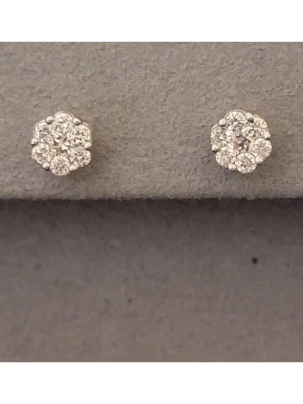 Lab Grown Diamond Cluster Stud Earrings White Gold NWT - Picture 10 of 12